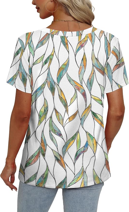 Alaroo Womens Summer Tops 2026 V Neck Short Sleeve Shirts Trendy Dressy Casual Vacation Outfits Printed - Image 4