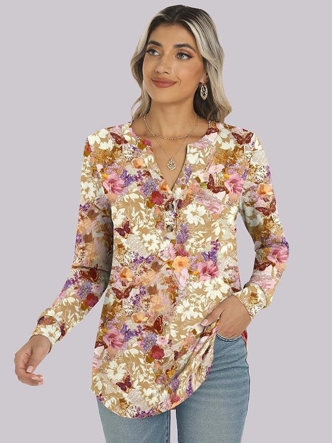 ANRABESS Women's Long Sleeve Shirts 2026 Spring Fashion Dressy Casual Tops Trendy Henley Blouses Cute Work Outfits Clothes - Image 6