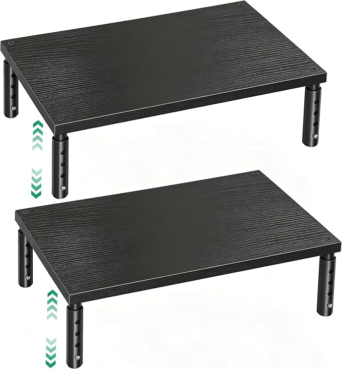 OPNICE Desk Organizers and Accessories, Adjustable Computer Monitor Stand Riser, Laptop Stand for Desk, Office Desk Accessories & Workspace Organizers for Home Office, Black-2P - Image 8