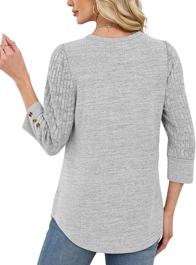 WIHOLL 3/4 Length Sleeve Womens Tops Sweaters Shirts Lightweight Spring Outfits 2026 Winter Clothing S-2XL - Image 5