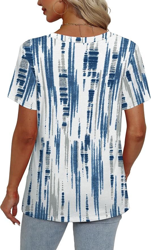 Alaroo Womens Summer Tops 2026 V Neck Short Sleeve Shirts Trendy Dressy Casual Vacation Outfits Printed - Image 4