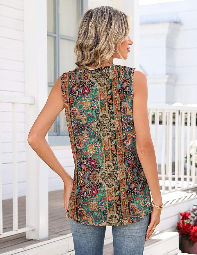 Zeagoo Tank Tops for Women 2026 Summer Top Henley Shirts Dressy Casual Loose Fit V-Neck Button Down Sleeveless Tshirt Blouse - Image 5