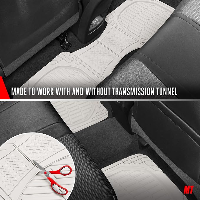 Motor Trend FlexTough LITE Rubber Car Mats Full Set - All Weather White Floor Mats for Trucks, Cars & SUVs - Automotive White Car Floor Mats for Cars Interior Accessories Universal Trim-to-Fit - Image 10
