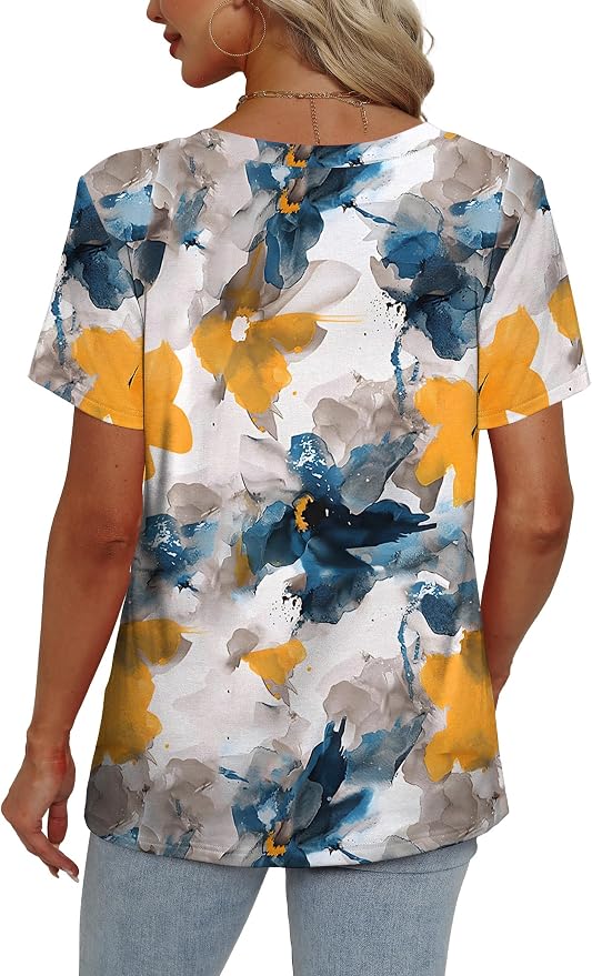 Alaroo Womens Summer Tops 2026 V Neck Short Sleeve Shirts Trendy Dressy Casual Vacation Outfits Printed - Image 4
