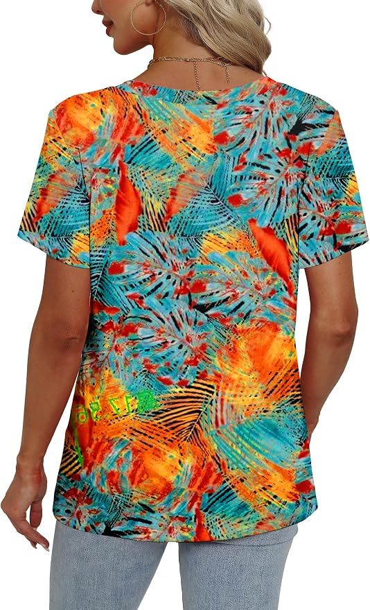 Alaroo Womens Summer Tops 2026 V Neck Short Sleeve Shirts Trendy Dressy Casual Vacation Outfits Printed - Image 4