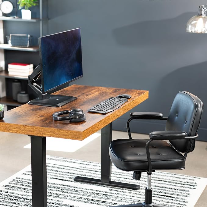 VIVO Premium Single 17 to 32 inch VESA Monitor and Touch Screen Desk Stand with Rotating Base, Freestanding Pneumatic Height Adjustable Arm, 12 inch Maximum Screen Height, Black, STAND-V001R - Image 9