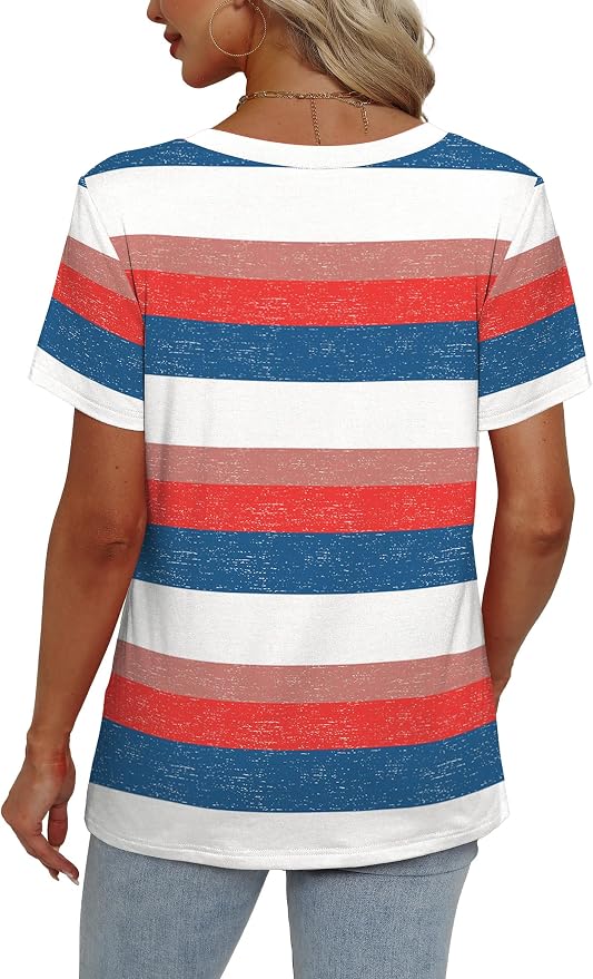 Alaroo Womens Summer Tops 2026 V Neck Short Sleeve Shirts Trendy Dressy Casual Vacation Outfits Printed - Image 4