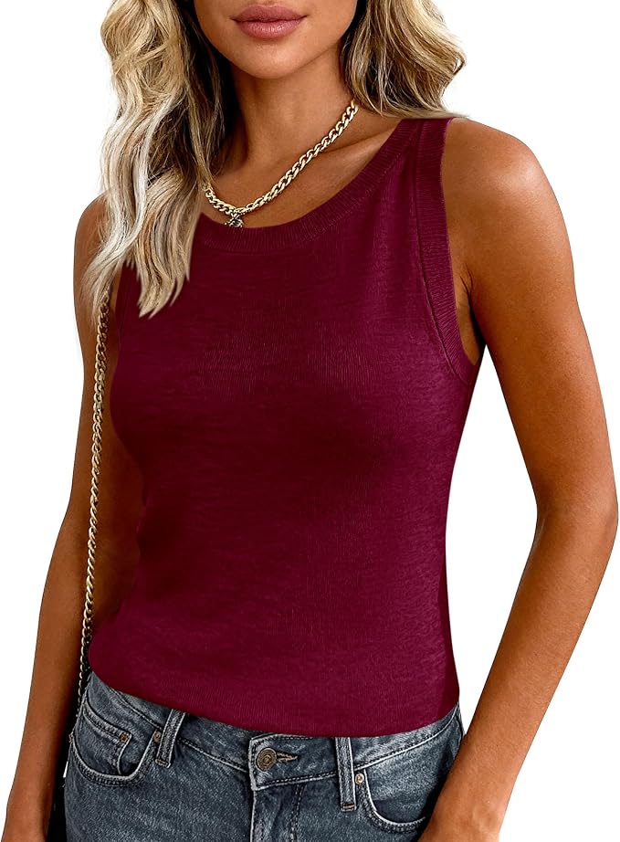 PRETTYGARDEN Sleeveless Sweater Tops for Women 2026 Summer Dressy Ribbed Tank Tops Spring Business Casual Work Shirts Blouses - Image 8