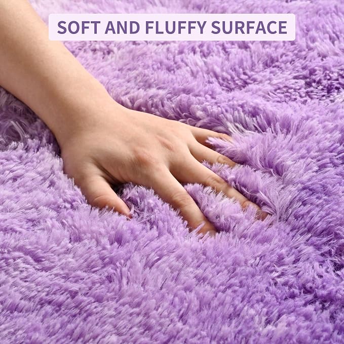 Tepook Soft Fluffy Rugs for Living Room, 5x8 Shaggy Area Rug for Bedroom, Modern Shag Rug Fuzzy Carpets for Kids, Plush Indoor Nursery Home Decor Rug with Non-Slip Bottom, Purple and Blue - Image 7