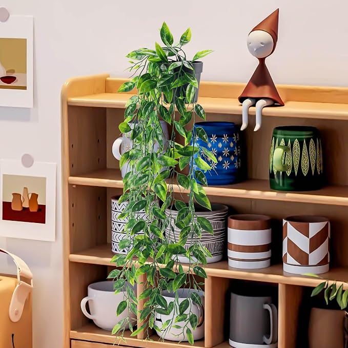 Der Rose 1Pcs Small Fake Hanging Plants Artificial Pea Pod Faux Hanging Plants Indoor for Home Room Shelf Bookshelf Decor - Image 6