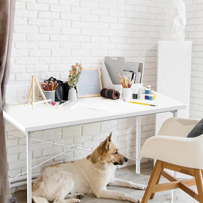 Small Space Writing Desk with Headphone Hooks, Modern Simple Design, Suitable for Study, Home Office and Living Room - Image 6
