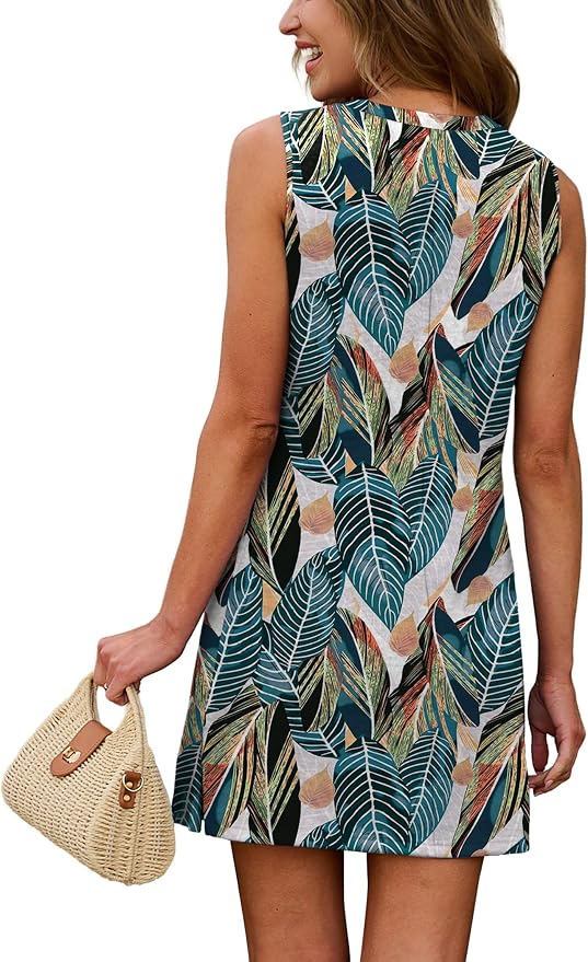 WIHOLL Casual Dresses for Women Crewneck Sleeveless Tank Dress Summer Spring Boho Vacation Clothes - Image 5