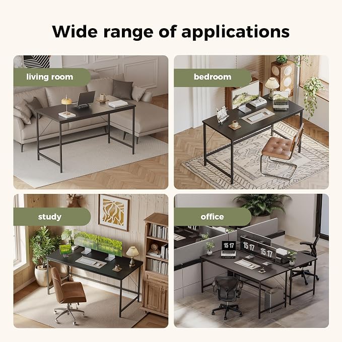 Mericonia 48x20 Inch Computer Desk, 0.6" Thick Small Office Table | Modern Simple Style, Small Study & Writing Table for Home Bedroom Work, Black - Image 7