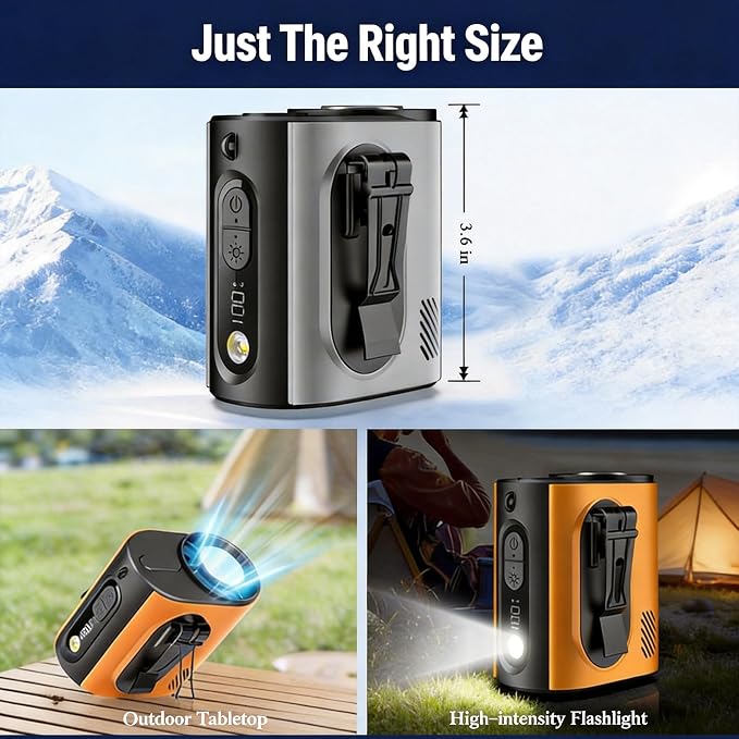Portable Wearable Waist Iec Fan,with Semiconductor Ice Cooler,10000mAh Rechargeable Clip On Belt Cooling Fan, 100-Speed/16000RPM Personal Body Fans,25H Work Time for Camping, Outdoor, Jobsite(Orange) - Image 8