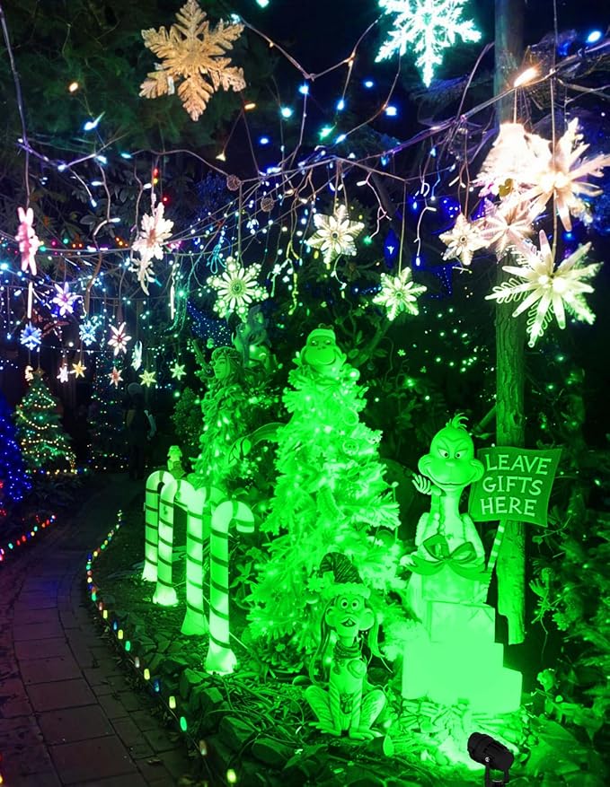 Green LED Spot Lights Outdoor, 14 LED Landscape Lighting with US Plug, IP65 Waterproof Spotlights for Tree Yard Garden Pathway Flag St. Patrick's Day Halloween Christmas Decor 2 Pack - Image 8