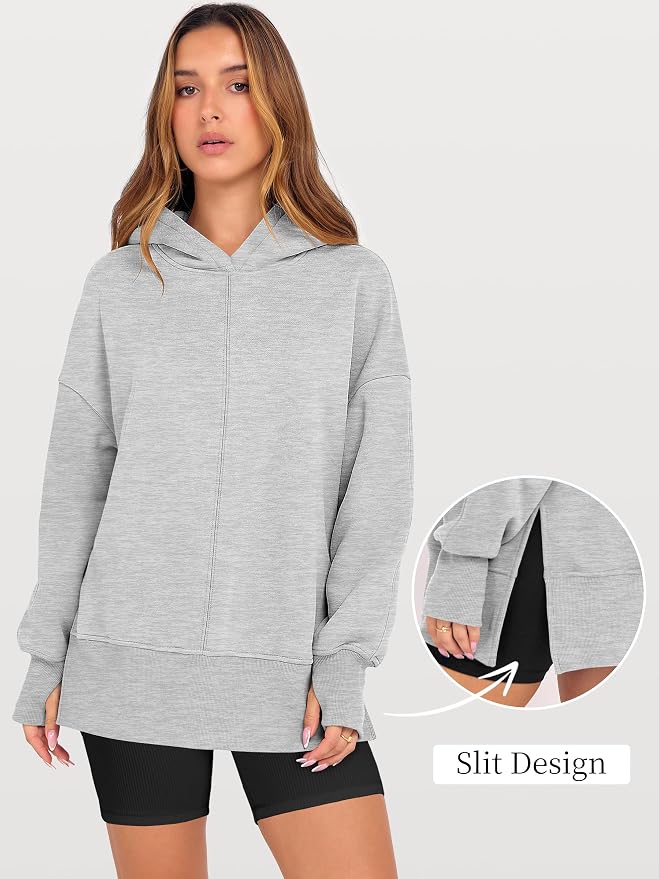 ANRABESS Womens Oversized Hoodies Long Sleeve Fleece Side Slit Hooded Sweatshirts Pullover 2026 Fall Outfits Y2K Clothes - Image 7