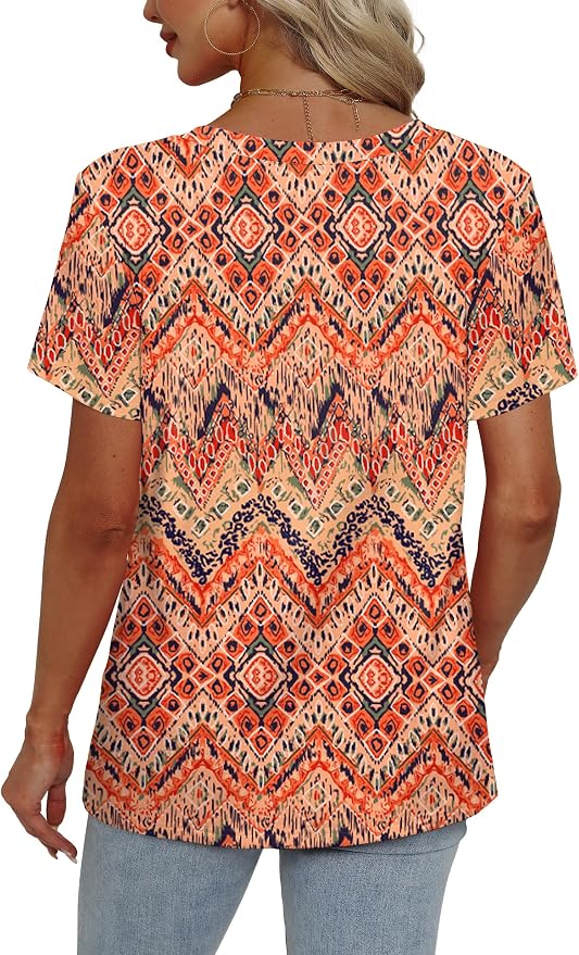 Alaroo Womens Summer Tops 2026 V Neck Short Sleeve Shirts Trendy Dressy Casual Vacation Outfits Printed - Image 4