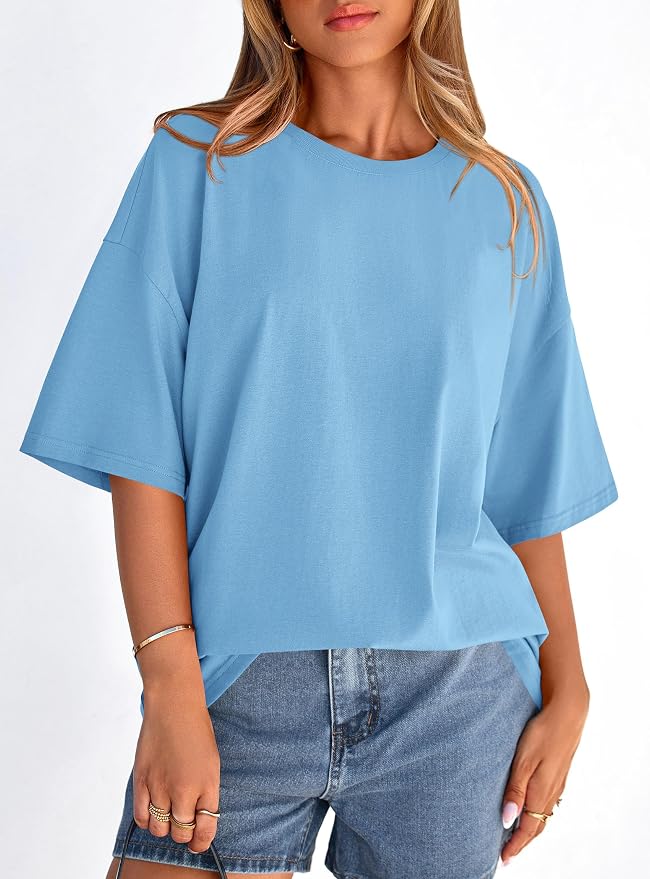 PRETTYGARDEN Womens 2026 Spring Going Out Tops Casual Short Sleeve Crewneck Loose Fit Basic Oversized T Shirts Summer Outfits - Image 8