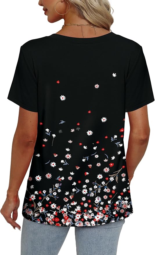 Alaroo Womens Summer Tops 2026 V Neck Short Sleeve Shirts Trendy Dressy Casual Vacation Outfits Printed - Image 4