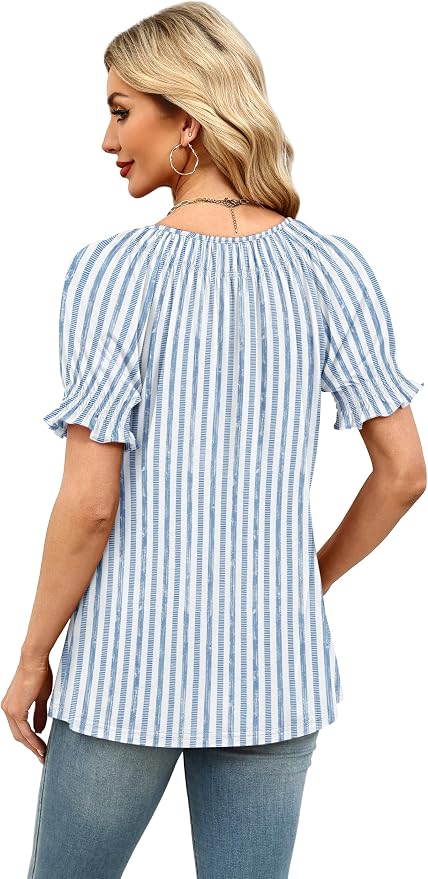 WIHOLL Womens Short Sleeve Square Neck Summer Tops Dressy Casual Blouses Trendy Clothes 2026 - Image 6