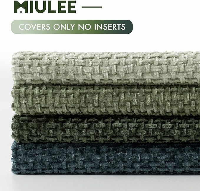 MIULEE Pack of 4 Couch Throw Pillow Covers 18x18 Inch Green Forest Soft Decorative Chenille Pillow Covers Farmhouse Accent Cushion Covers for Boho Home Decor Spring Sofa Bedroom Living Room - Image 6