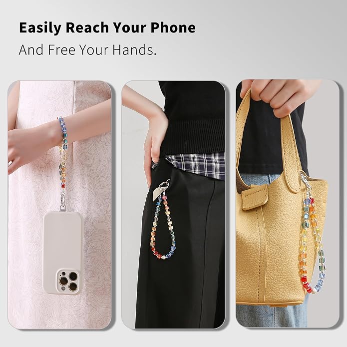 Phone Charm with Beaded Crystals, Anti-Theft Phone Strap, Hands-Free & Detachable Cellphone Lanyard, Cellphone Chain Wristlet with Tether Tab - Image 6