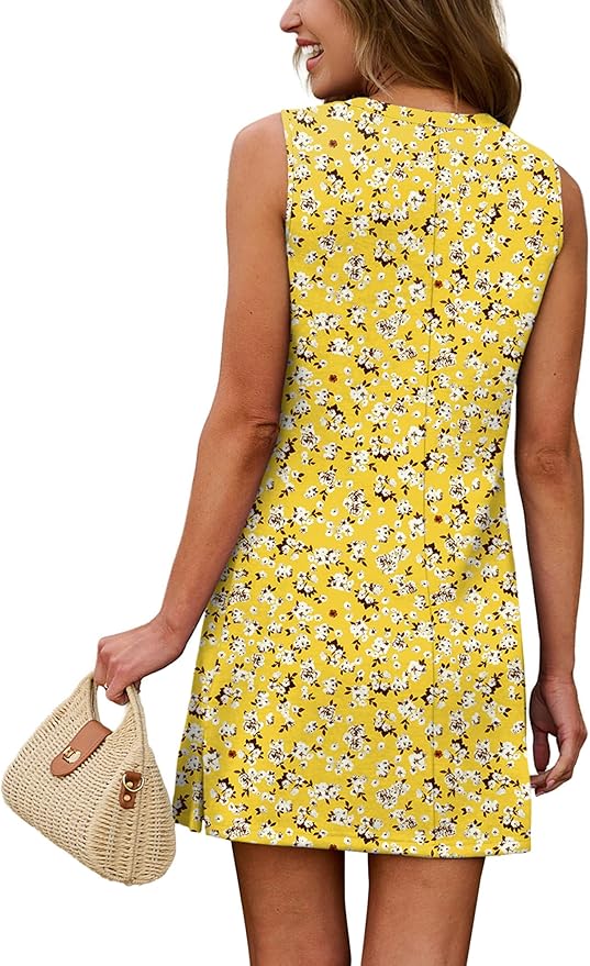 WIHOLL Casual Dresses for Women Crewneck Sleeveless Tank Dress Summer Spring Boho Vacation Clothes - Image 5