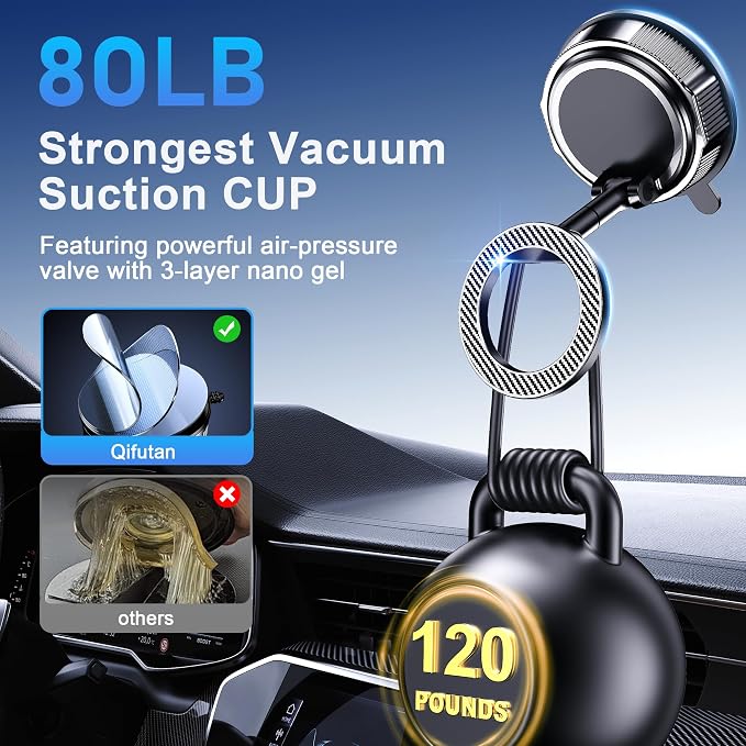 Qifutan for MagSafe Car Phone Holder Mount Phone Mount for Car Windshield Dashboard Air Vent Universal Hands Free Automobile Cell Phone Holder Fit for iPhone Smartphone Camera Mounts - Image 8