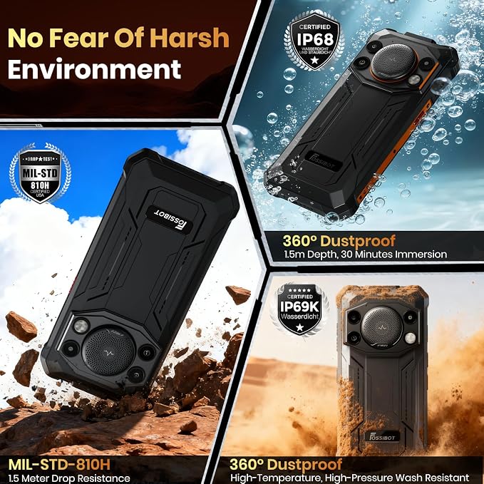 FOSSIBOT F110 Pro Rugged Smartphone Unlocked 5G Android 15, 128dB Loudest Speaker 20GB+128GB /2TB 10000mAH, 6.7'' HD Display 50MP Rear Camera, IP68/69K Waterproof, NFC/Dual SIM/Widevine L1 - Image 7