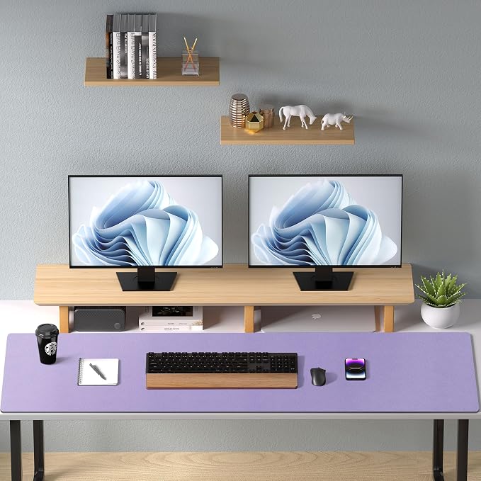 Leather Desk Pad Protector, Mouse Pad, Office Desk Mat, Non-Slip PU Leather Desk Blotter, Laptop Desk Pad, Waterproof Desk Writing Pad for Office and Home (48"x17", Lavender) - Image 8