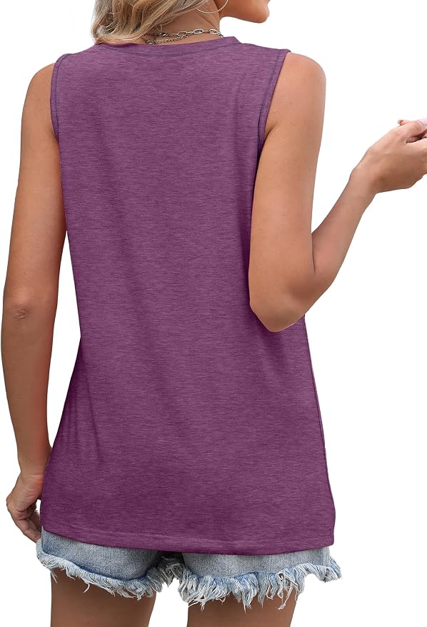WIHOLL Women's Sleeveless Summer Crewneck Loose Fit Tank Tops - Image 4