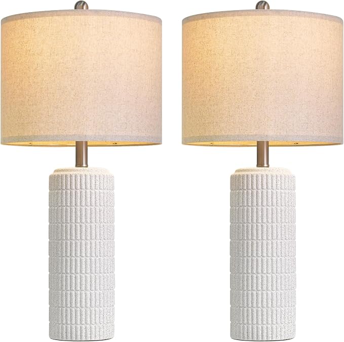 PoKat 27.5'' Tall Table Lamps for Living Room Set of 2, Stone-Like Ceramic Bedroom Lamps for Night Stands, Farmhouse Bedside Lamps for Bedroom Living Room, Nightstand Lamps for End Table, Hallway - Image 8