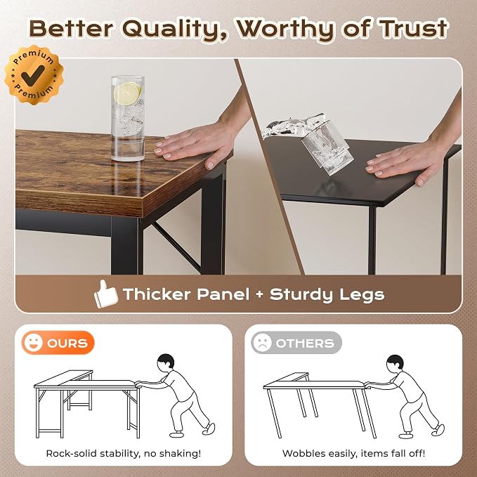 Huuger 55 Inch L Shaped Desk with Power Outlets and USB-C Port, 0.95 Inch Thicker Desktop, Reversible Computer Desk, Larger Office Corner Gaming Desk, Metal Frame, for Home Office, Study, Rustic Brown - Image 9