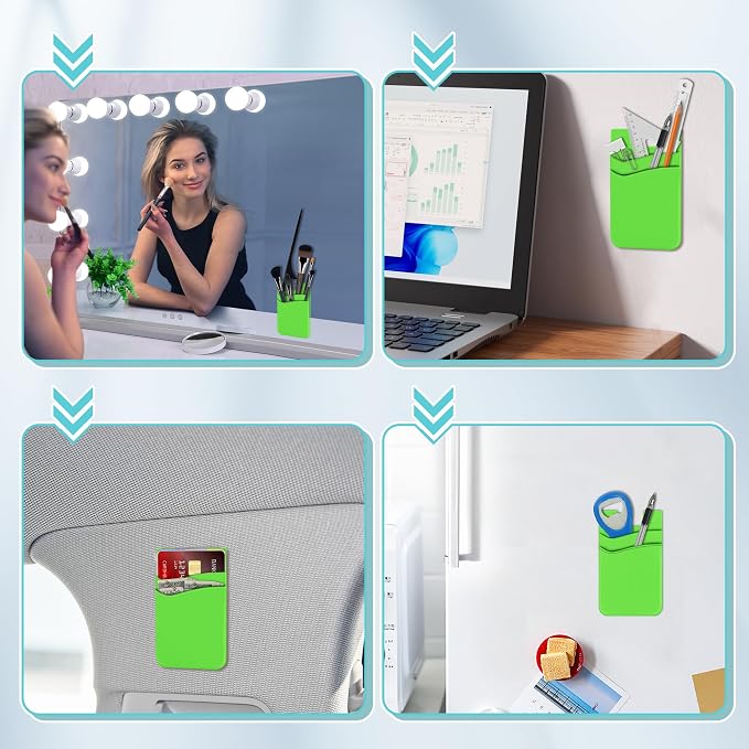 SHANSHUI Card Holder for Phone Case, Silicone Sticky Sleeve Pocket Stick on Business ID Credit Card Cell Phone Wallet Fitting for iPhone, Android & Most Smartphones, 5 PCS Grey White Yellow Green Pink - Image 7