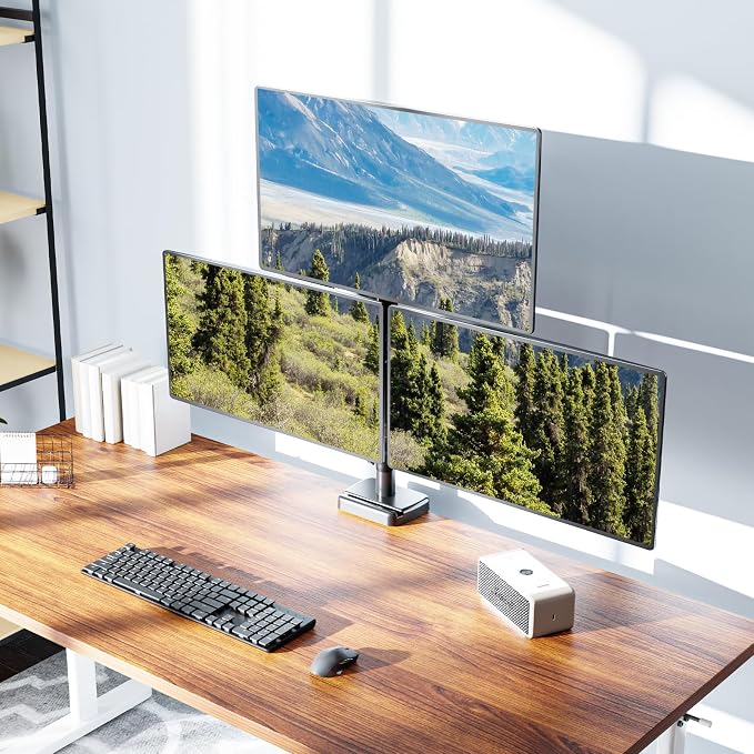 MOUNTUP Triple Monitor Mount Fits Max 32 Inch Screen, Holds 4.4-17.6lbs, 3 Monitors Desk Mount, Triple Monitor Stand for Desk, Adjutable Arm with Clamp/Grommet Base, for Home Office, 75x75/100x100 - Image 8