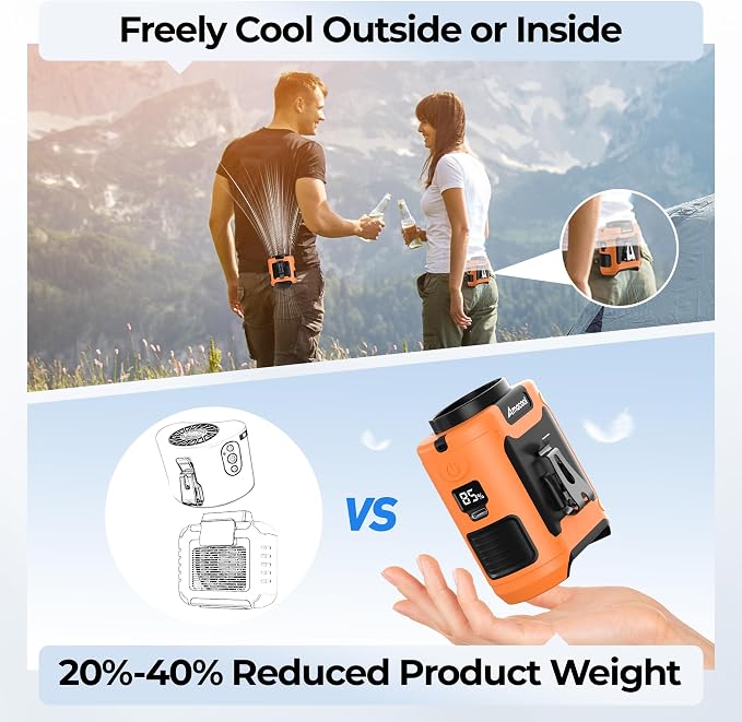 AMACOOL Portable Waist Fan Clip On, Gifts for Men Dad Husband, 10000mAh Rechargeable Wearable Shirt Fan, Powerful Belt Fans, Birthday Gifts for Women Jobsite Travel Camping Essentials 2026 - Image 7