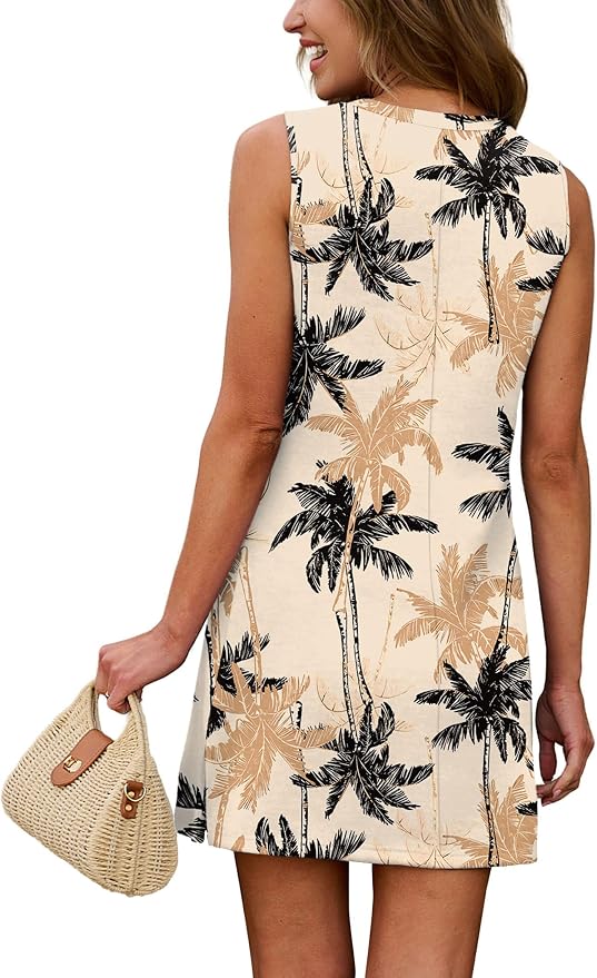 WIHOLL Casual Dresses for Women Crewneck Sleeveless Tank Dress Summer Spring Boho Vacation Clothes - Image 5