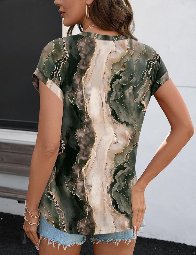 Rapbin Womens Summer Tops Women Blouses Dressy Casual V Neck T Shirts Short Sleeve Spring Tops for Women - Image 6