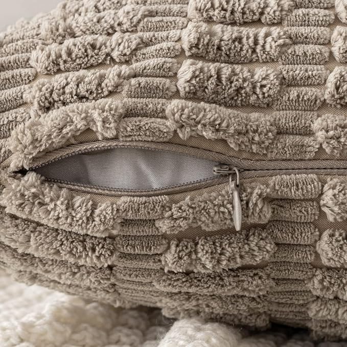 MIULEE Pack of 2 Corduroy Decorative Lumbar Throw Pillow Covers 24x14 Inch Soft Boho Striped Pillow Covers Modern Farmhouse Home Decor for Sofa Living Room Couch Bed Light Brown - Image 6