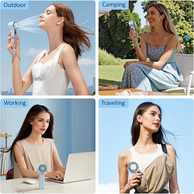 PANERGY Handheld Fan with Ice Cooler, Mini Portable Fan Rechargeable, 18Hrs Cooling, 0-100 Adjustable Speed, Small Yet Powerful, Personal Hand Fans for Travel, Beach, Outdoor, Makeup, Gifts for Women - Image 7