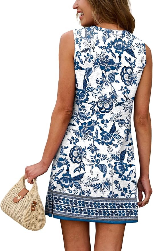 WIHOLL Casual Dresses for Women Crewneck Sleeveless Tank Dress Summer Spring Boho Vacation Clothes - Image 5