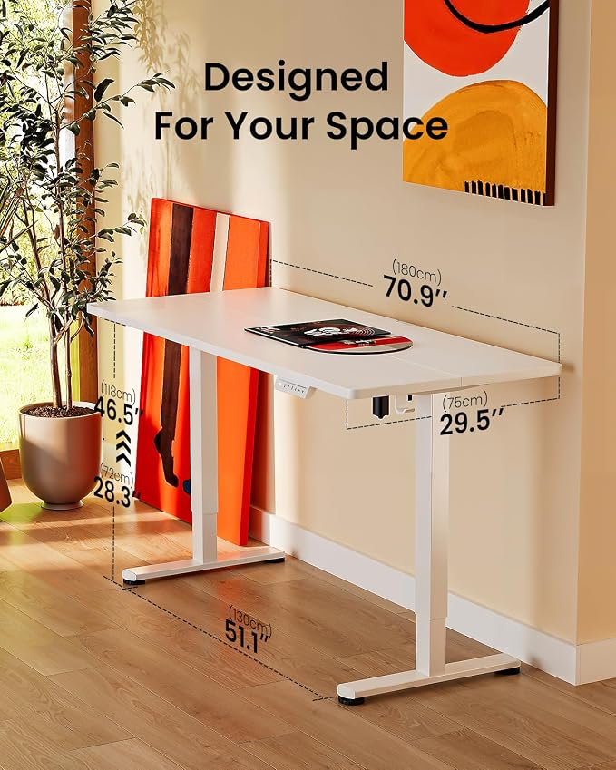 ErGear Height Adjustable Electric Standing Desk, 71 x 30 Inches Sit Stand up Desk, Memory Computer Home Office Desk, White - Image 9
