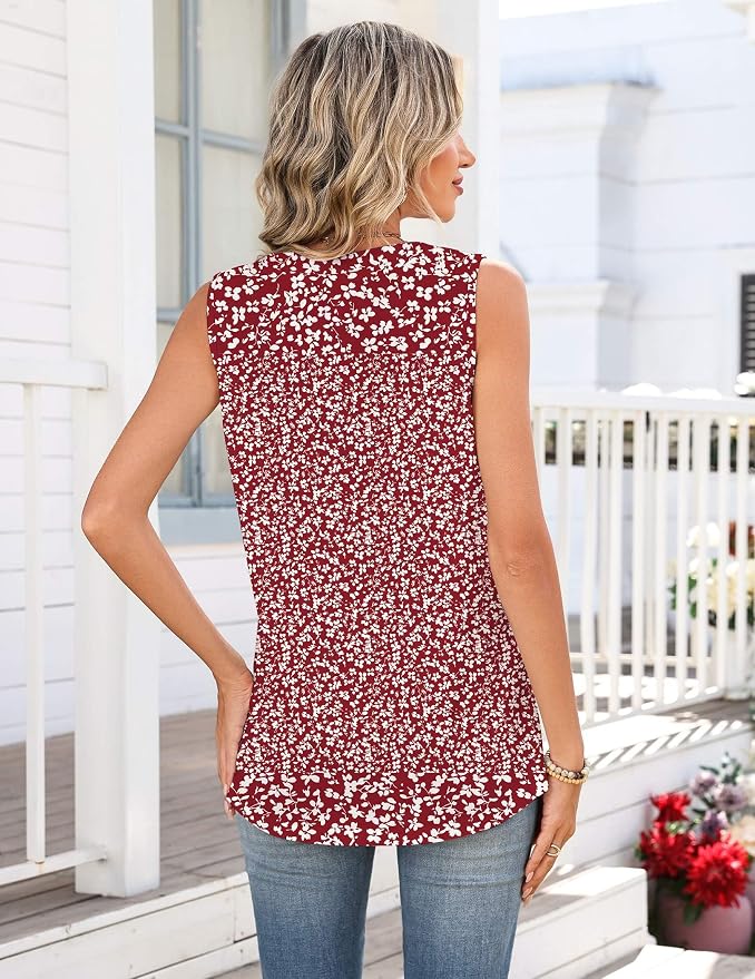 Zeagoo Tank Tops for Women 2026 Summer Top Henley Shirts Dressy Casual Loose Fit V-Neck Button Down Sleeveless Tshirt Blouse - Image 5
