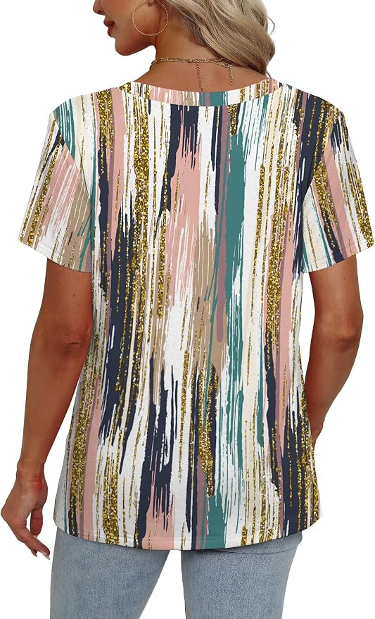 Alaroo Womens Summer Tops 2026 V Neck Short Sleeve Shirts Trendy Dressy Casual Vacation Outfits Printed - Image 4