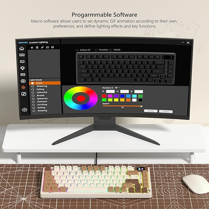Womier SK80 Retro 75% Keyboard with Color Multimedia Display Mechanical Gaming Keyboard, Hot Swappable Gasket Mount RGB Custom Key Board, Pre-lubed Stabilizer for Mac/Win,Coffee Cat - Image 6