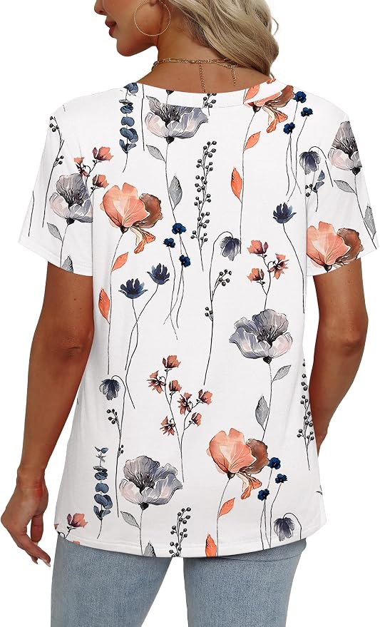 Alaroo Womens Summer Tops 2026 V Neck Short Sleeve Shirts Trendy Dressy Casual Vacation Outfits Printed - Image 4