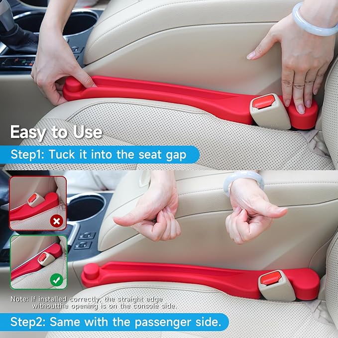 Givifive Car Seat Gap Filler Set of 2, 3IN1 Seat Side Gap Filler Plug with Storage Slot & Hook Function, Soft Foam Universal Fit Car SUV Truck Fill Gap Between Seats Console Organizer(Standard Red) - Image 9