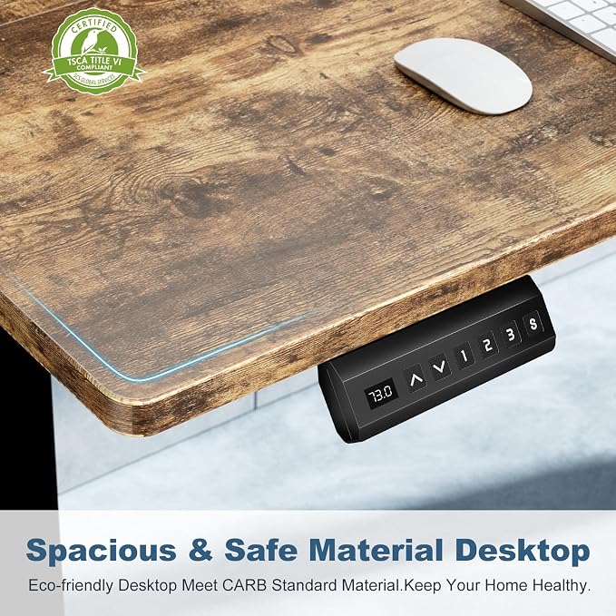 DUMOS 40 Inch Electric Standing Desk, Memory Adjustable Home Office Desk | Sit Stand Up Desk for Work Home Office,Adjustable Desk, Rising Computer Table with Splice Board,Cable Management,Hook,Brown - Image 7