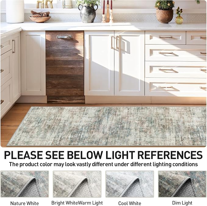 2'6''x8' Runner Rugs Washable Rug: Modern Abstract Hallway Runner Rug Indoor Soft Low Pile Thin Carpet Anti-Skid Non-Shedding Carpets for Kitchen, Entryway, Laundry, Bedroom - Multi Color - Image 7
