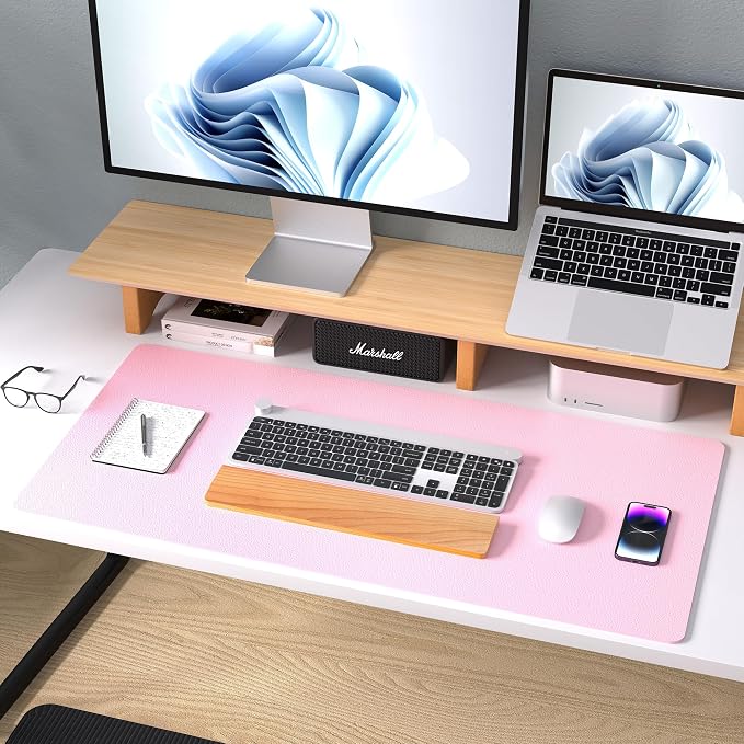 Aothia Leather Desk Pad Protector, Mouse Pad, Office Desk Mat, Non-Slip PU Leather Desk Blotter, Laptop Desk Pad, Waterproof Desk Writing Pad for Office and Home (23.6" x 13.7", Fairy Pink) - Image 9